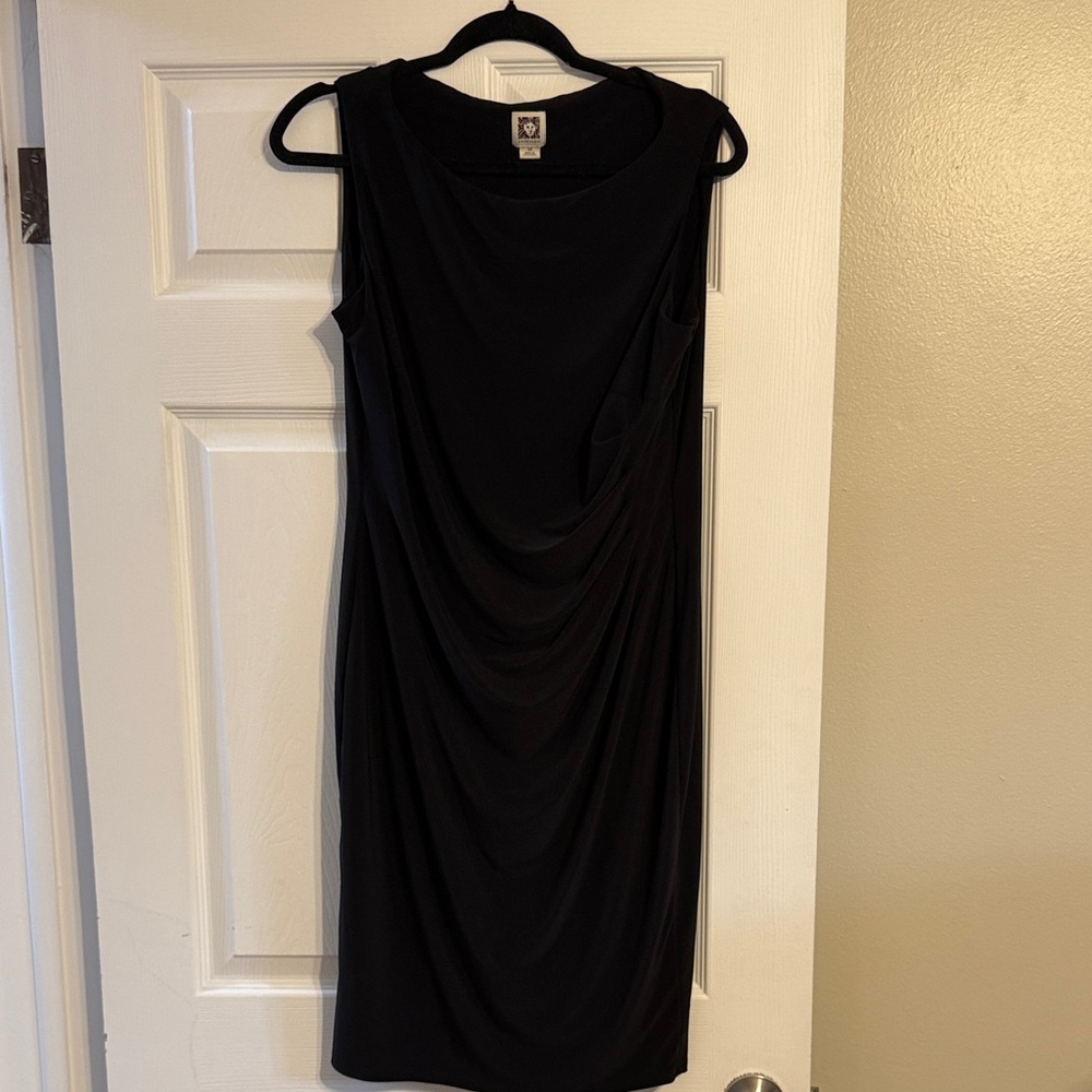 Anne Klein Black Sleeveless Draped Midi Dress